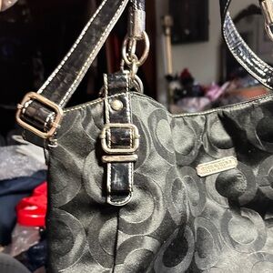 Coach Black and Gray Patterned Shoulder Bag
